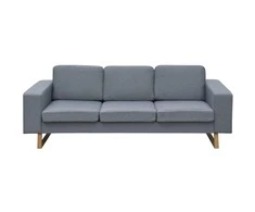 trivietė medžiaginė sofa, šviesiai pilkos spalvos