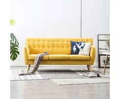Trivietė sofa, audinio apmušalas, 172x70x82cm, geltona