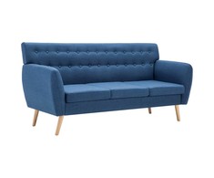 Trivietė sofa, audinio apmušalas, 172x70x82cm, mėlyna