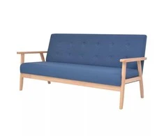 Trivietė sofa, mėlynos spalvos, audinys
