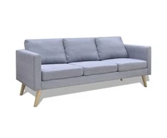 Trivietė sofa, audinys, šviesiai pilka