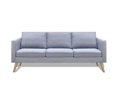 Trivietė sofa, audinys, šviesiai pilka