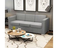 Trivietė sofa, šviesiai pilkos spalvos, audinys