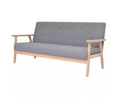 Trivietė sofa, šviesiai pilkos spalvos, audinys