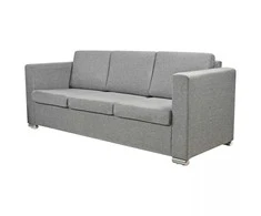 Trivietė sofa, šviesiai pilkos spalvos, audinys