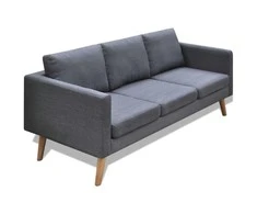 Trivietė sofa, audinys, tamsiai pilka