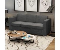 Trivietė sofa, tamsiai pilkos spalvos, audinys