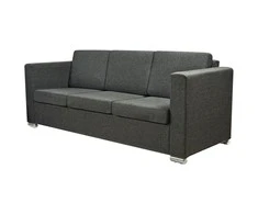 Trivietė sofa, tamsiai pilkos spalvos, audinys