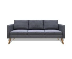 Trivietė sofa, audinys, tamsiai pilka
