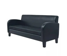 Trivietė sofa, dirbtinė oda, juoda
