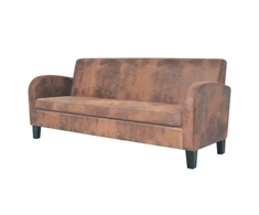 Trivietė sofa, dirbtinė zomšos oda, ruda