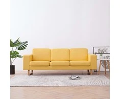 Trivietė sofa, geltona, audinys