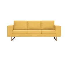 Trivietė sofa, geltona, audinys