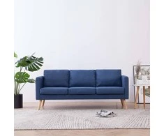 Trivietė sofa, mėlyna, audinys