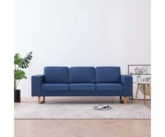 Trivietė sofa, mėlyna, audinys