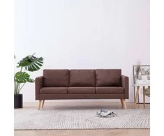 Trivietė sofa, ruda, audinys
