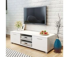 TV staliukas Televizoriaus spintelė, balta, 120x40,5x35cm, labai blizgi