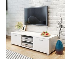 TV staliukas Televizoriaus spintelė, balta, 140x40,5x35cm, labai blizgi