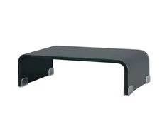 TV stovas/monitoriaus pakyla, juodas stiklas, 40x25x11 cm