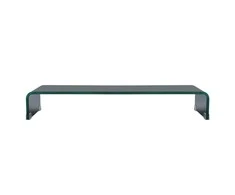 TV stovas/monitoriaus pakyla, juodas stiklas, 90x30x13 cm