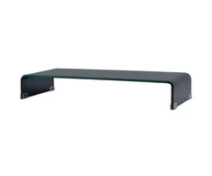 TV stovas/monitoriaus pakyla, juodas stiklas, 80x30x13 cm