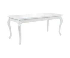 Valgomojo stalas, baltas, 179x89x81 cm, labai blizgus
