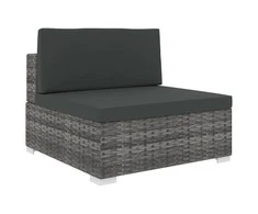 Lauko baldų komplektas Vidurinė sekcinė sofa su pagalvėle, 1vnt., pilka, poliratanas