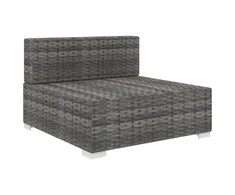 Lauko baldų komplektas Vidurinė sekcinė sofa su pagalvėle, 1vnt., pilka, poliratanas