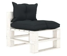 Vidurinė sodo sofa iš palečių su antracito pagalvėmis, mediena