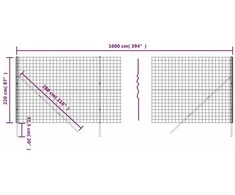 Vielinė tinklinė tvora, antracito, 2,2x10m, plienas