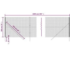 Vielinė tinklinė tvora, antracito, 2x10m, galvanizuotas plienas