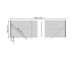 Vielinė tinklinė tvora, antracito, 2x10m, galvanizuotas plienas
