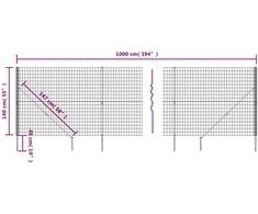 Vielinė tinklinė tvora su smaigais, antracito spalvos, 1,4x10m