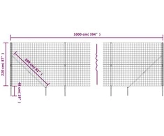 Vielinė tinklinė tvora su smaigais, antracito spalvos, 2,2x10m