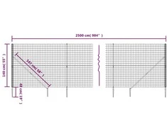 Vielinė tinklinė tvora su smaigais, antracito spalvos, 1,4x25m