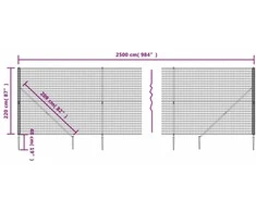 Vielinė tinklinė tvora su smaigais, žalios spalvos, 2,2x25m