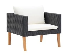 Vienvietė sodo sofa su pagalvėlėmis, juoda, poliratanas