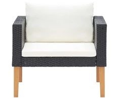 Vienvietė sodo sofa su pagalvėlėmis, juoda, poliratanas