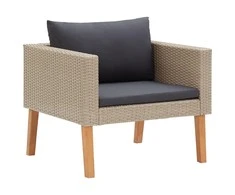 Vienvietė sodo sofa su pagalvėlėmis, smėlio, poliratanas