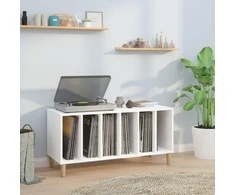 Vinilinių plokštelių spintelė, balta, 100x38x48cm, mediena