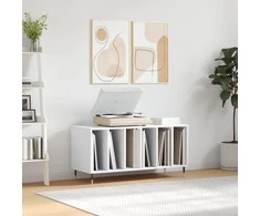 Vinilinių plokštelių spintelė, balta, 100x38x48cm, mediena
