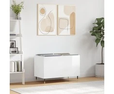 Vinilinių plokštelių spintelė, balta, 74,5x38x48cm, mediena