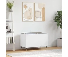 Vinilinių plokštelių spintelė, balta, 74,5x38x48cm, mediena