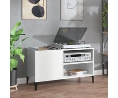 Vinilinių plokštelių spintelė, balta, 84,5x38x48cm, mediena