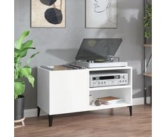 Vinilinių plokštelių spintelė, balta, 84,5x38x48cm, mediena