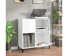 Vinilinių plokštelių spintelė, balta, 84,5x38x89cm, mediena