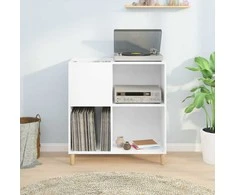 Vinilinių plokštelių spintelė, balta, 84,5x38x89cm, mediena