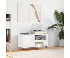 Vinilinių plokštelių spintelė, balta, 85x38x48cm, mediena