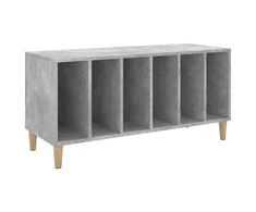 Vinilinių plokštelių spintelė, betono, 100x38x48cm, mediena