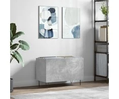 Vinilinių plokštelių spintelė, betono, 74,5x38x48cm, mediena